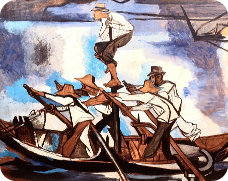 Illustrazione artistica con figure tradizionali del territorio rurale italiano