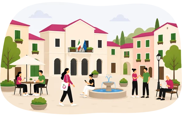 Piazza eines kleinen italienischen Dorfes