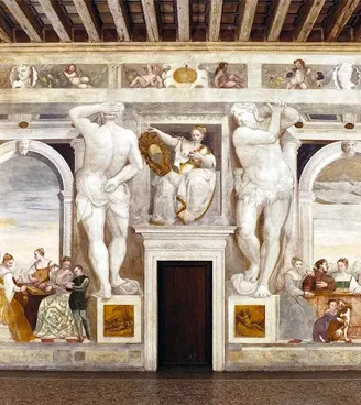 Freskierte Wand in einer palladianischen Villa